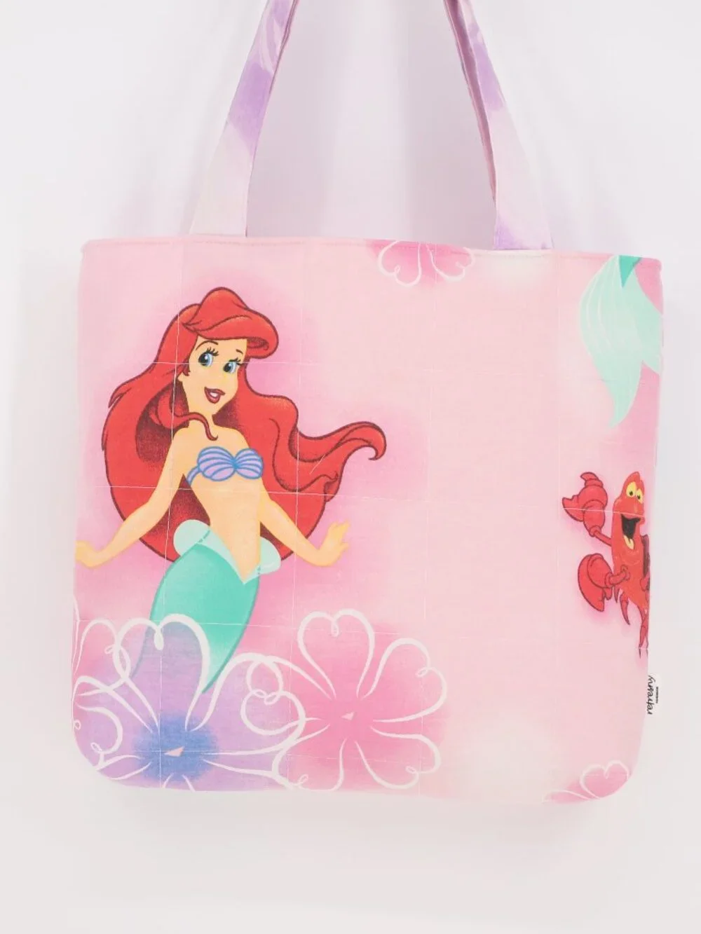 Little Mermaid Vintage Pattern Quilted Tote Bag Handmade Upcycled